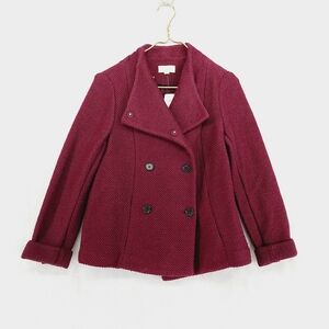 NEW LOFT Burgundy Fall Knit Pea Coat P3227